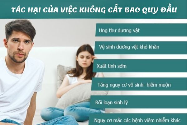 Không cắt bao quy đầu gây ra nhiều ảnh hưởng đối với sức khỏe